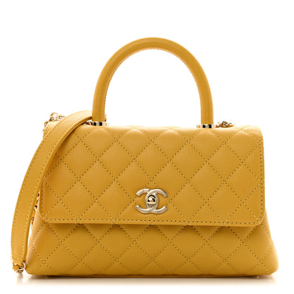 Chanel Caviar Quilted Mini Coco Handle Flap Yellow 1 of 11