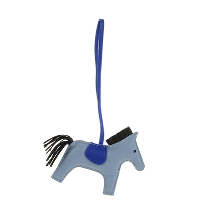 Hermes Milo Lambskin Grigri Rodeo Horse Bag Charm MM Bleu Lin Electrique Bleu Noir 2 of 4