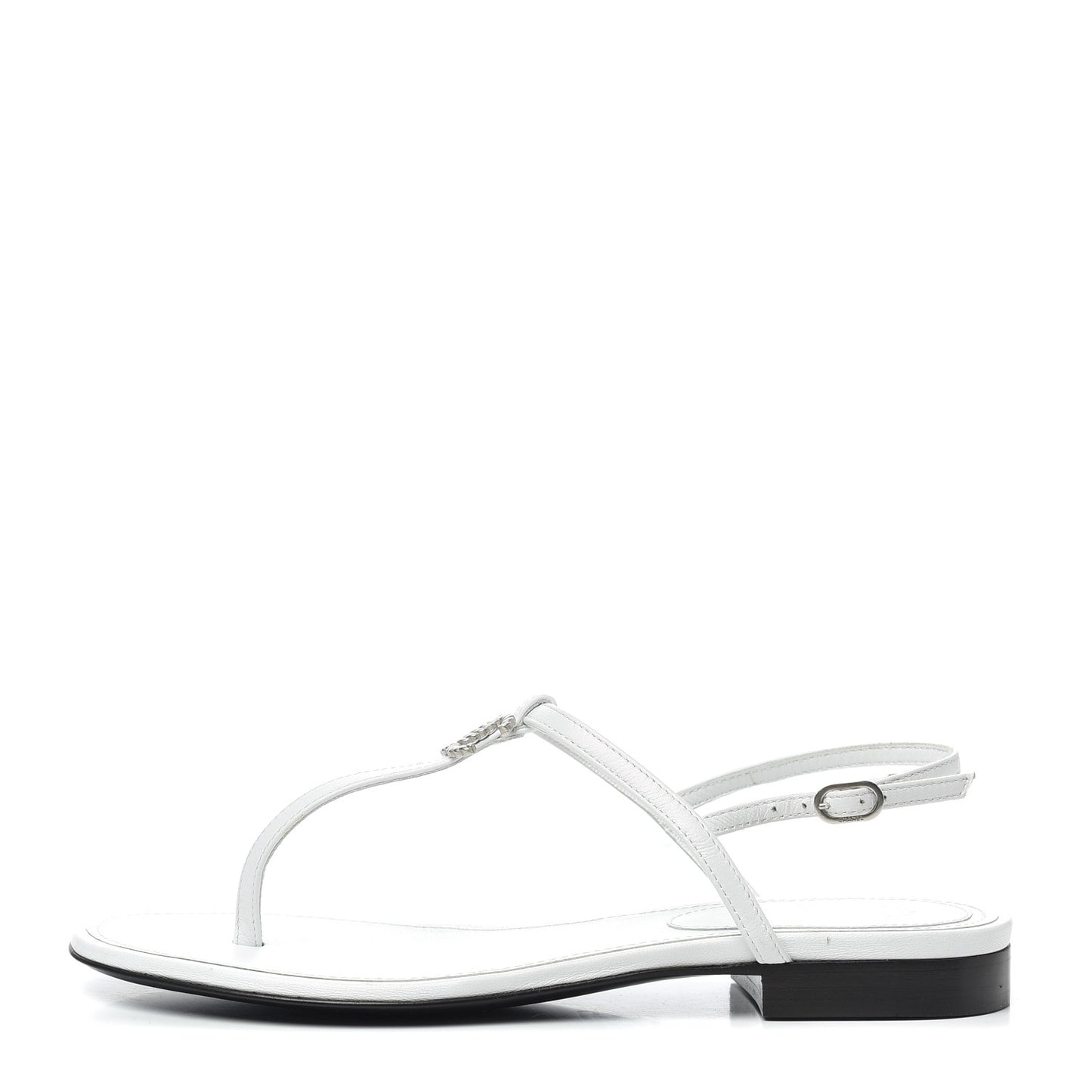 Lambskin CC Thong Sandals 36 White