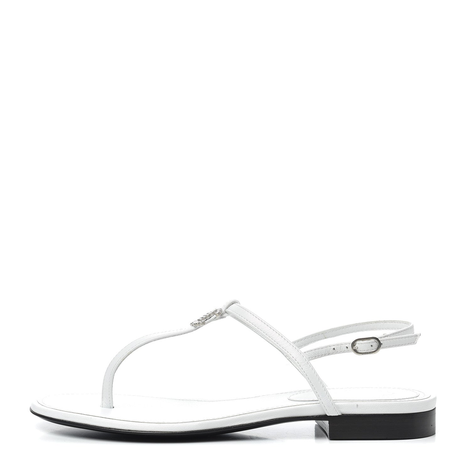 Chanel Lambskin CC Thong Sandals 36 White 1 of 8