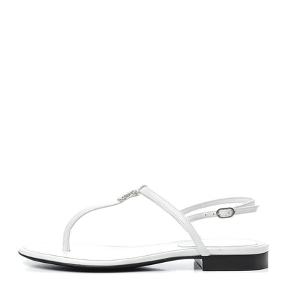 Chanel Lambskin CC Thong Sandals 36 White 1 of 8
