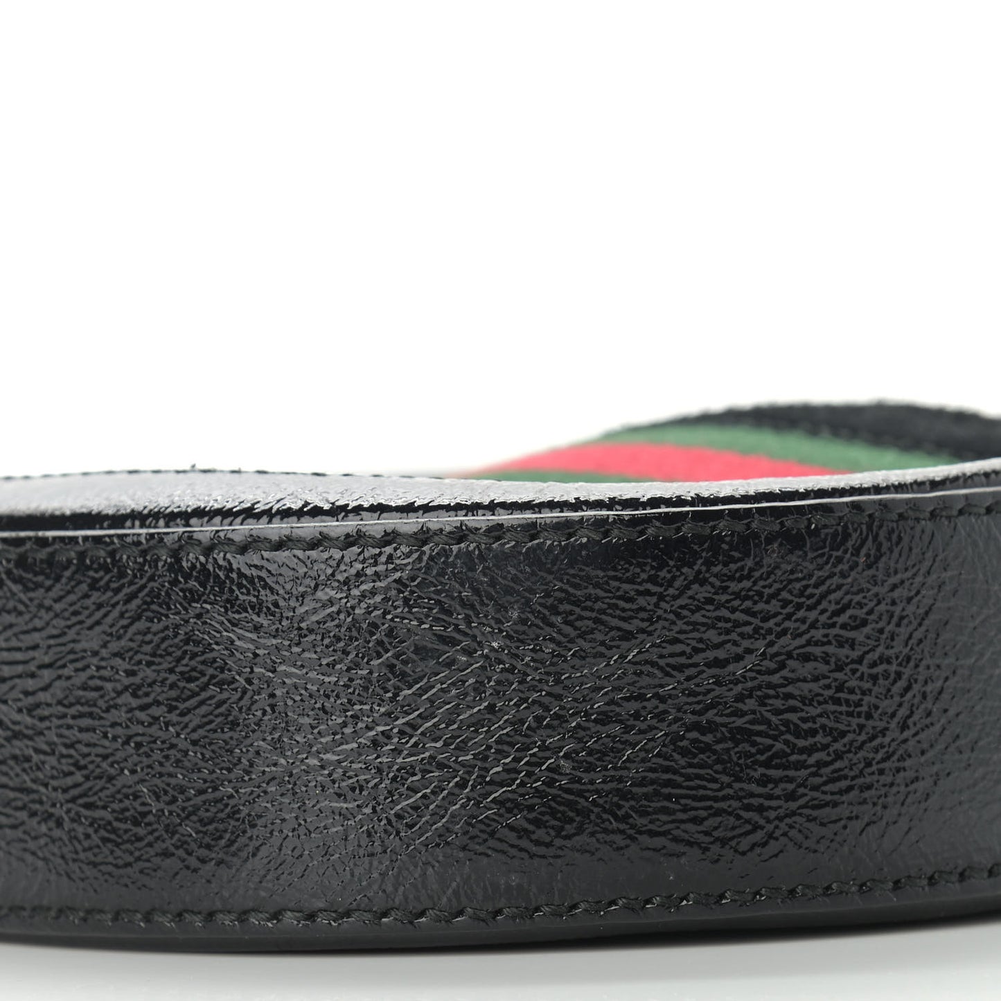 Suede Patent Web Mini Ophidia Round Shoulder Bag Black