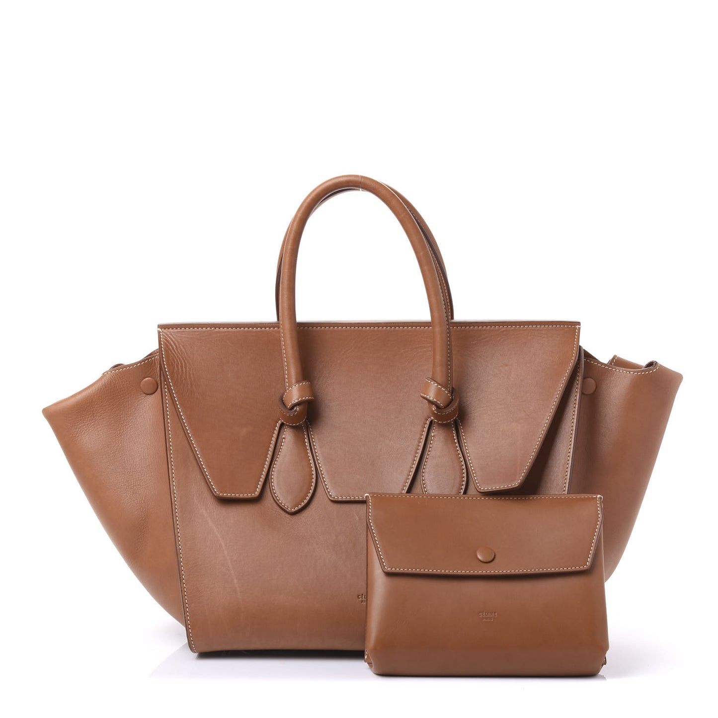 Natural Calfskin Small Tie Knot Tote Tan