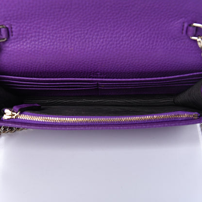 Gucci Pebbled Calfskin Soho Wallet on Chain Shine Purple 5 of 16