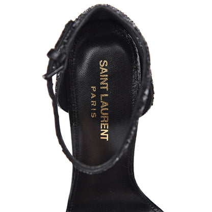Saint Laurent Glitter Opyum Sandals 36.5 Black 7 of 8