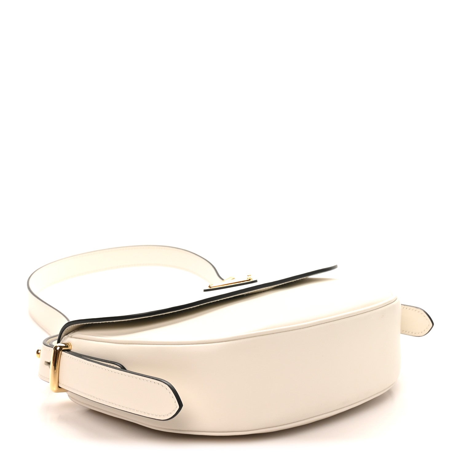 Prada Soft Calfskin Triangle Arque Flap Shoulder Bag White 4 of 9