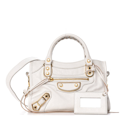Balenciaga Chevre Gold Metallic Edge Hardware Mini City White 1 of 10