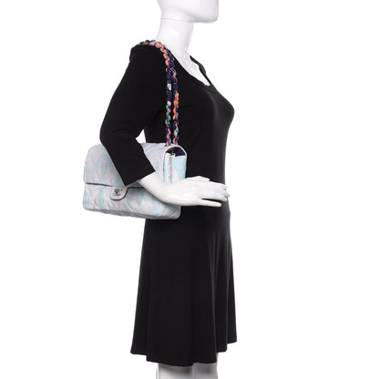 Chanel Canvas Quilted Printed Flap White Multicolor 2 of 10