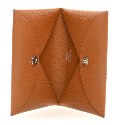Hermes Epsom Calvi Card Case Gold 5 of 6