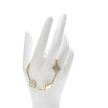 Van Cleef & Arpels 18K Yellow Gold Mother of Pearl 5 Motifs Vintage Alhambra Bracelet 2 of 7