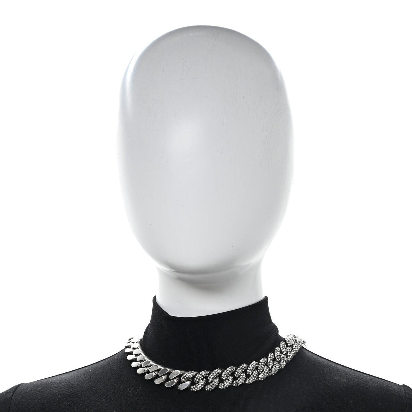 Crystal Curb Chain Necklace Oxidized Silver Oxidized Silver