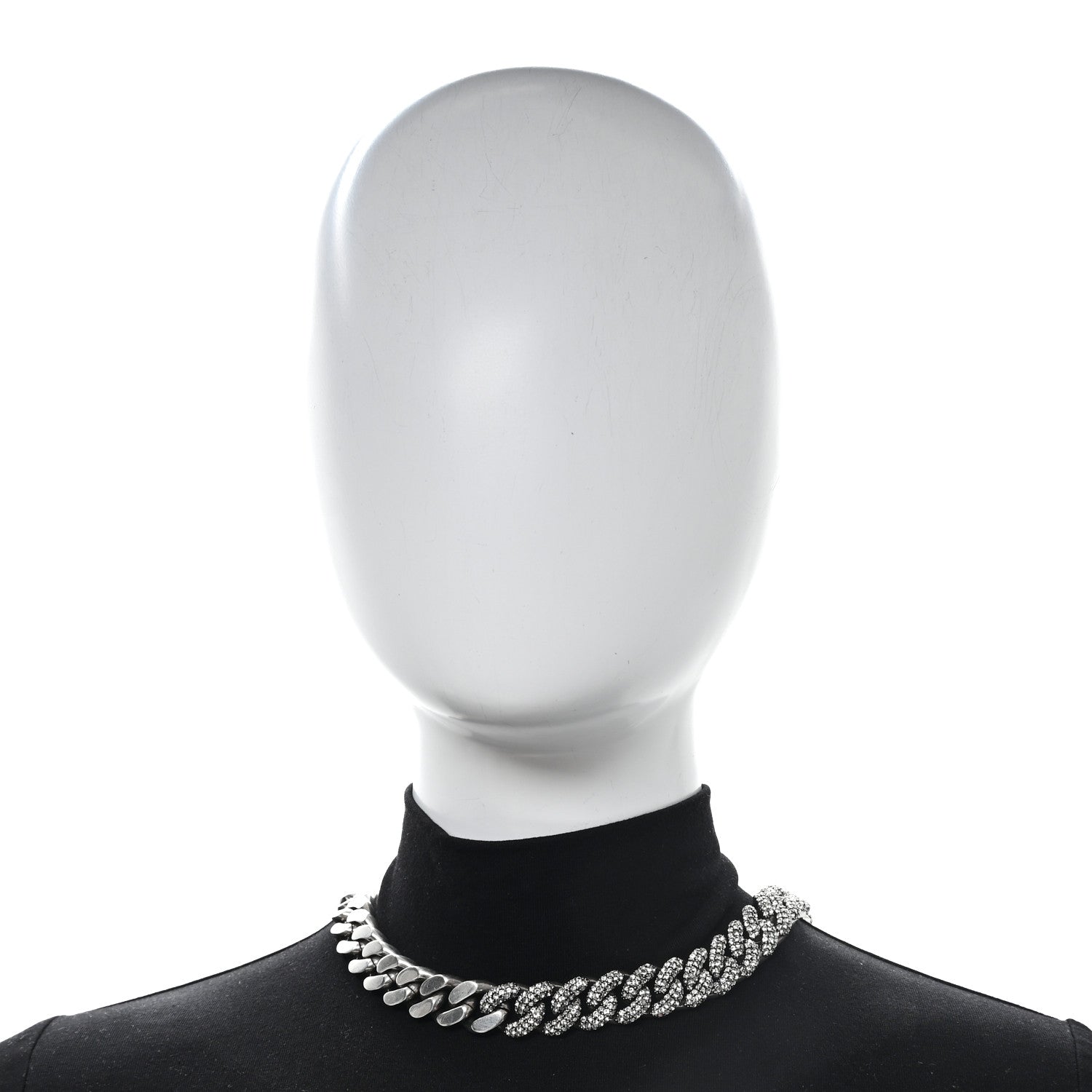 Saint Laurent Crystal Curb Chain Necklace Oxidized Silver Oxidized Silver 2 of 4