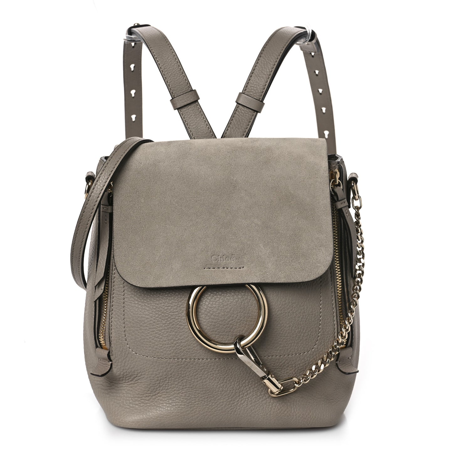 Suede Calfskin Medium Faye Backpack Motty Grey