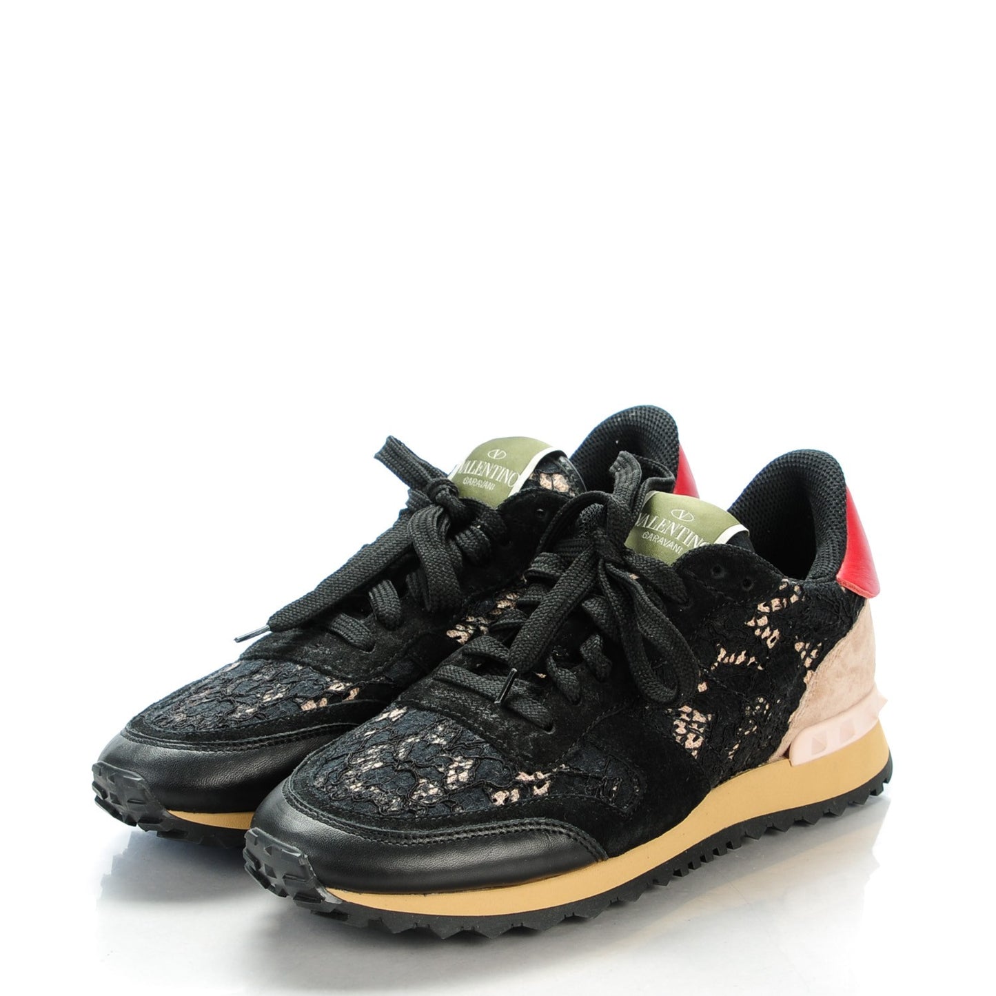 Macrame Lace Suede Womens Rockrunner Sneakers 38 Black