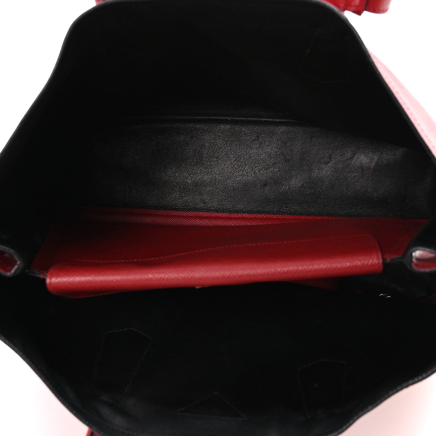 Saffiano Cuir Medium Double Bag Fuoco Black