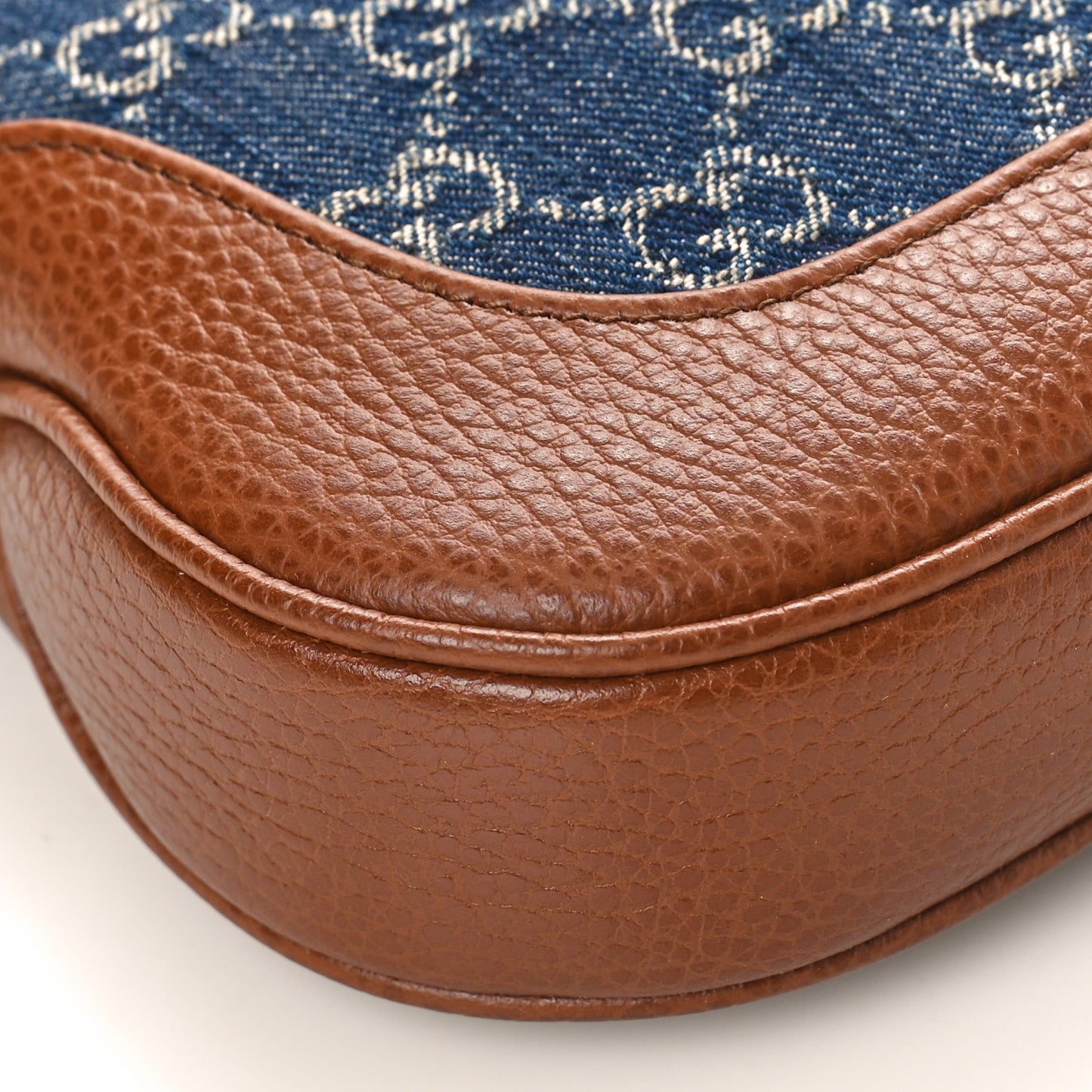 New Denim GG Monogram Calfskin Small Jackie 1961 Hobo Blue Tea Cuir