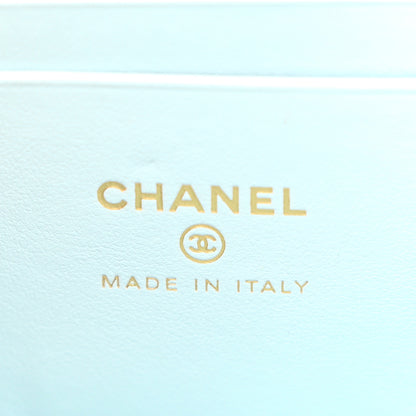 Chanel Caviar Quilted Top Handle Slim Vanity With Chain Light Blue 6 of 11