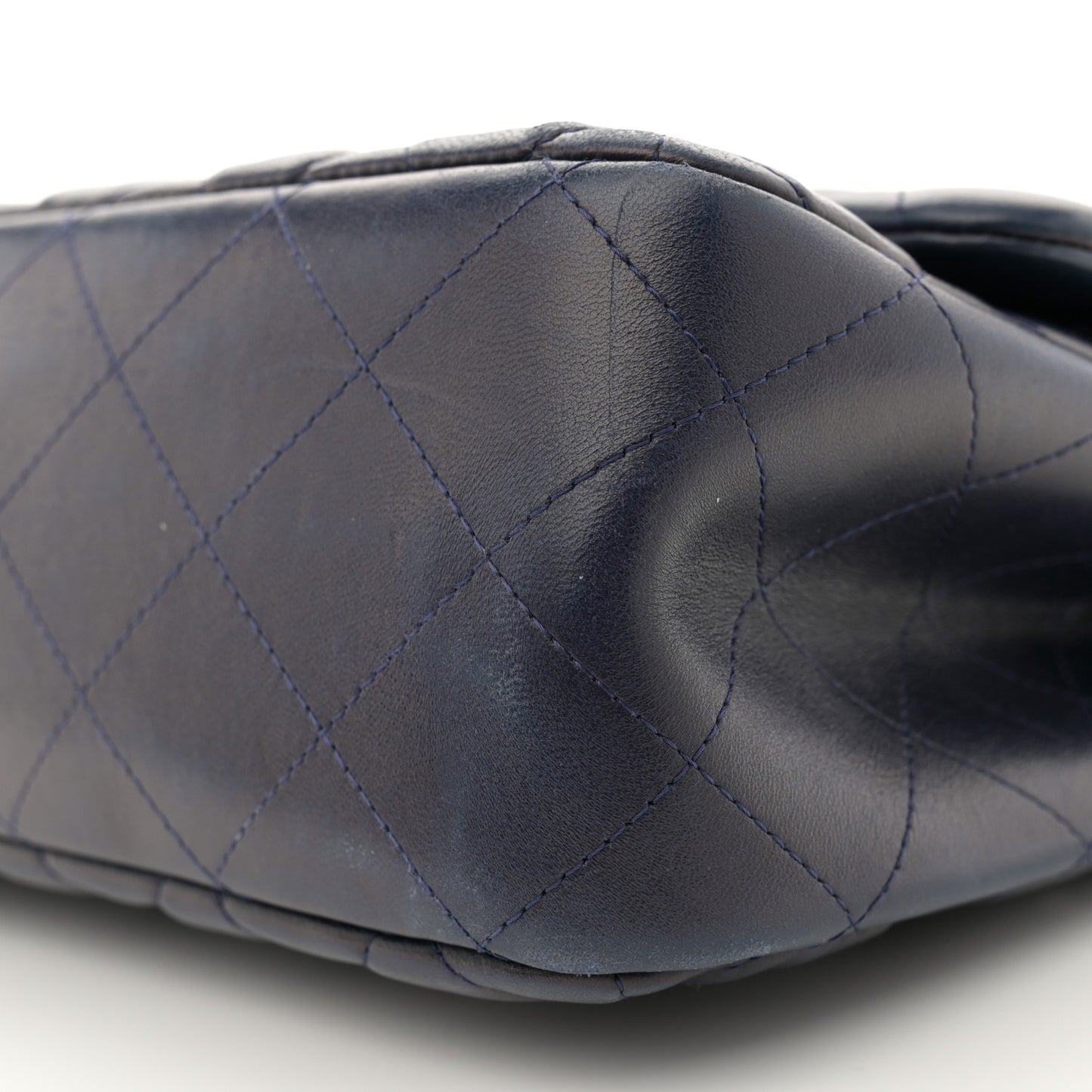 Lambskin Quilted Jumbo Double Flap Navy