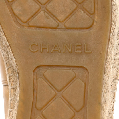 Chanel Lambskin CC Espadrilles 35 Beige Black 8 of 9
