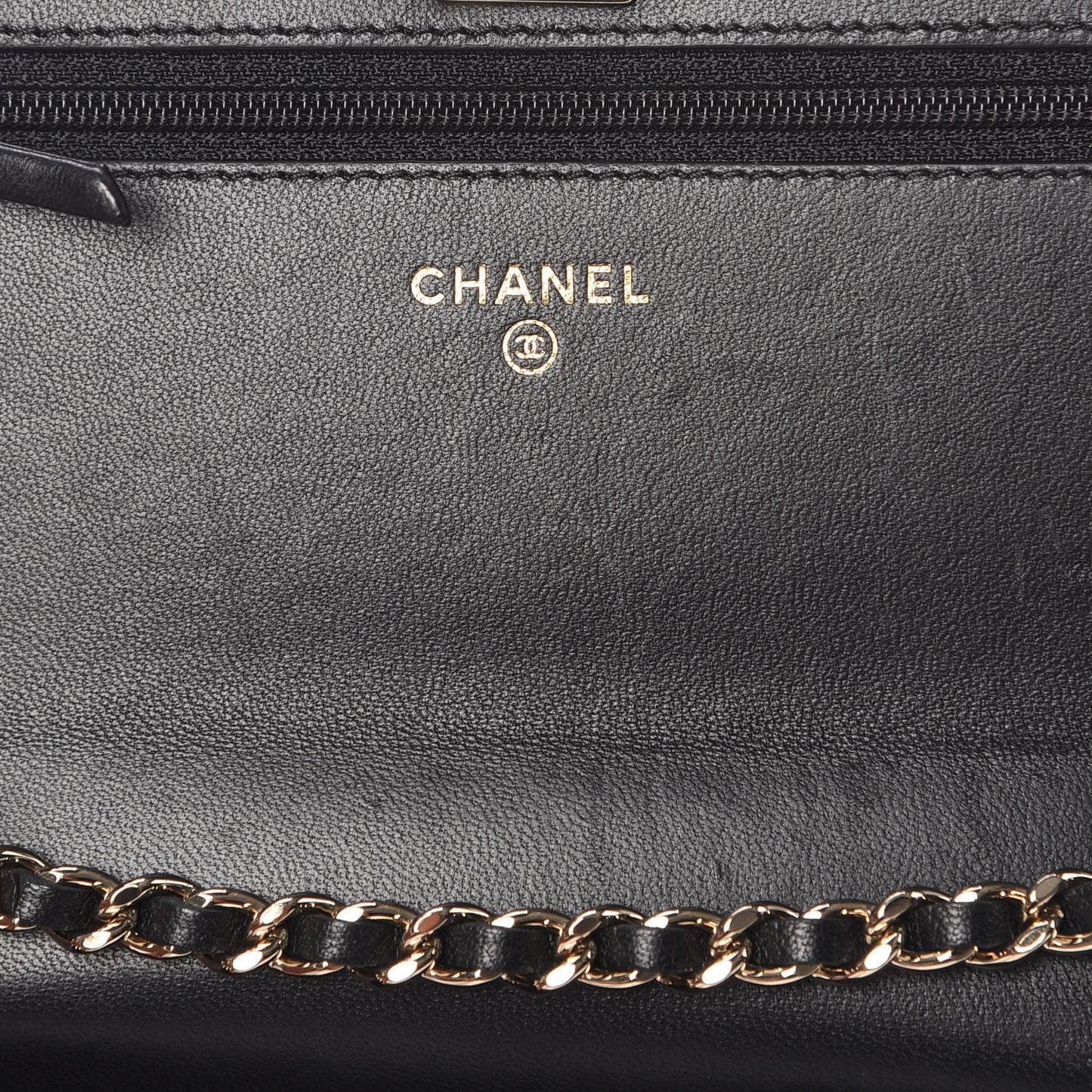 Lambskin Quilted Trendy CC Wallet On Chain WOC Black