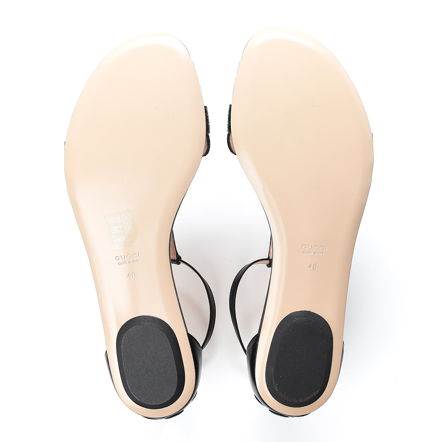 Gucci Nappa Ophelia T-Strap Flat Sandals 40 Black 5 of 8