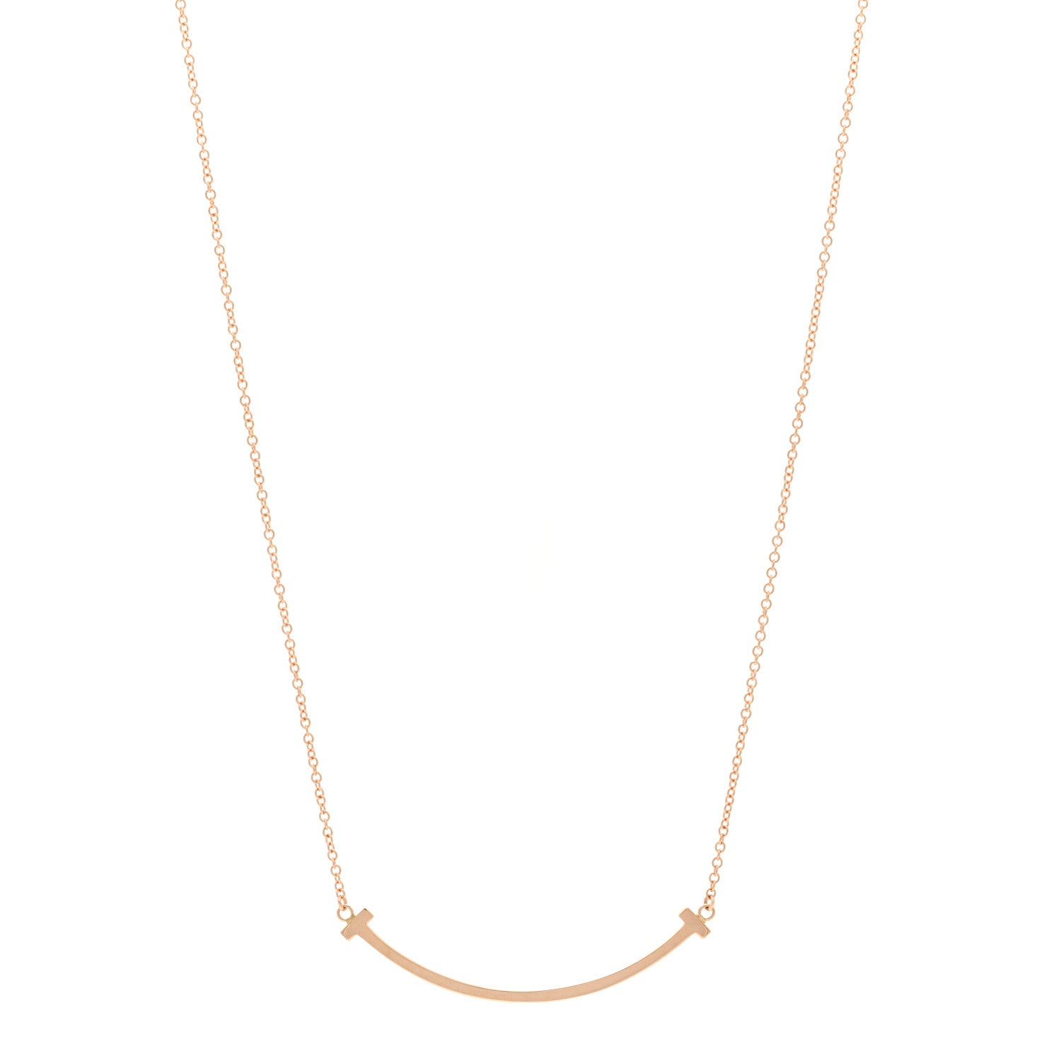 Tiffany 18K Rose Gold Small T Smile Pendant Necklace 1 of 4