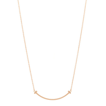 Tiffany 18K Rose Gold Small T Smile Pendant Necklace 1 of 4