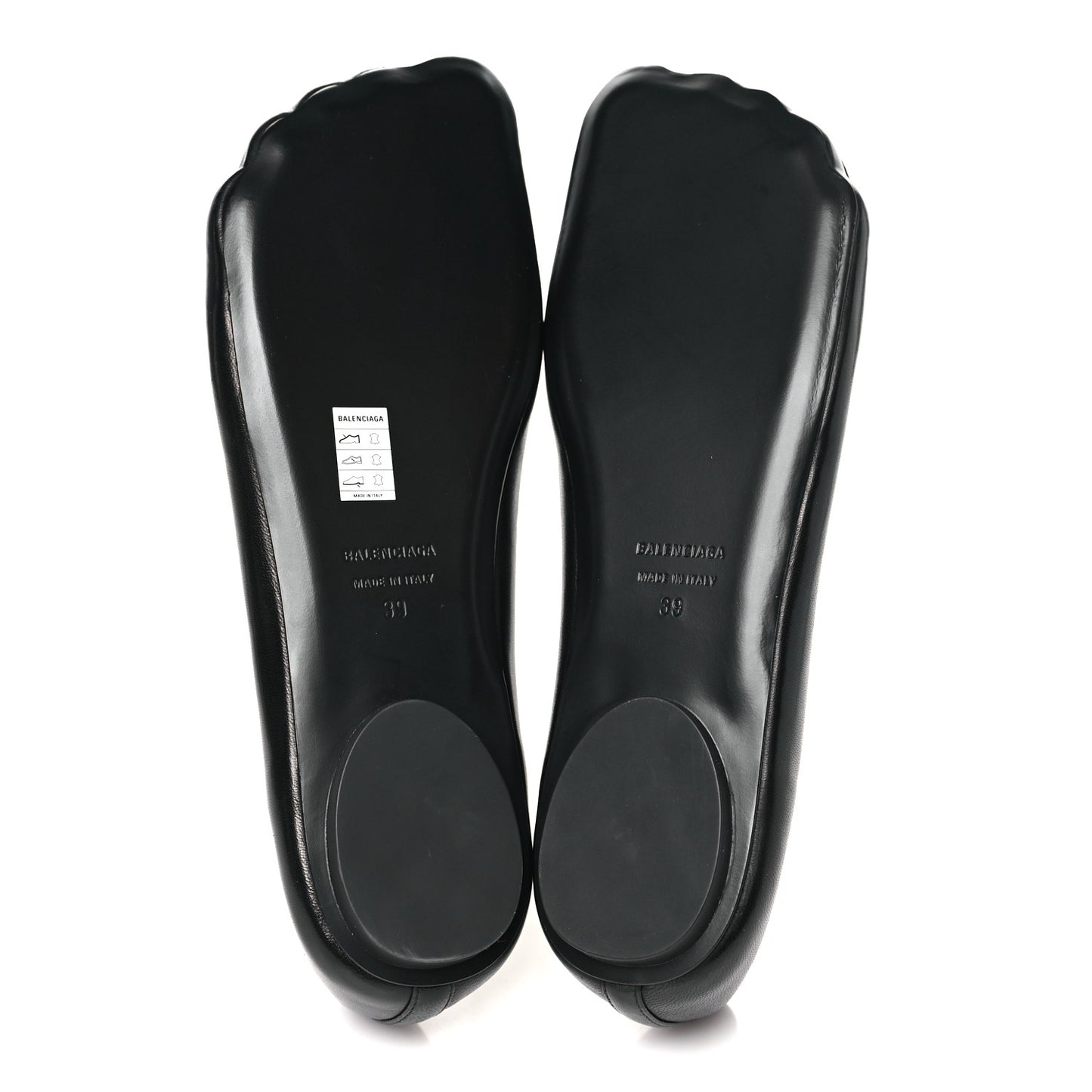 Soft Sheepskin Shiny Anatomic Ballerina Flats 39 Black