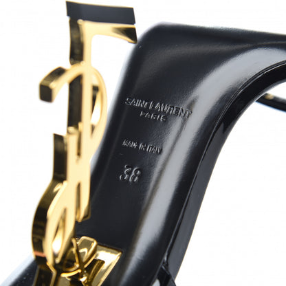 Saint Laurent Patent Calfskin Opyum 110 Sandals 38 Black Gold 7 of 8