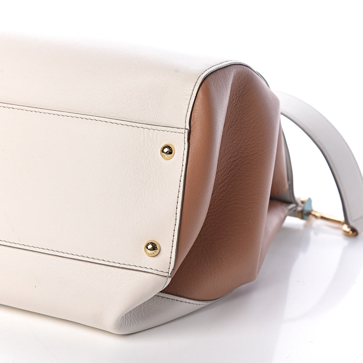 Grained Deerskin Large Bi-Color Miss Sicily Satchel White Caramello