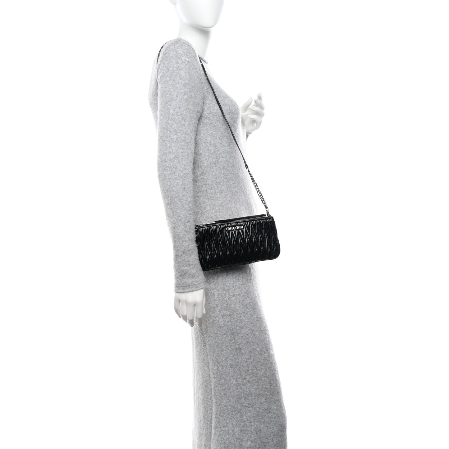 Vitello Lux Matelasse Crossbody Bag Black