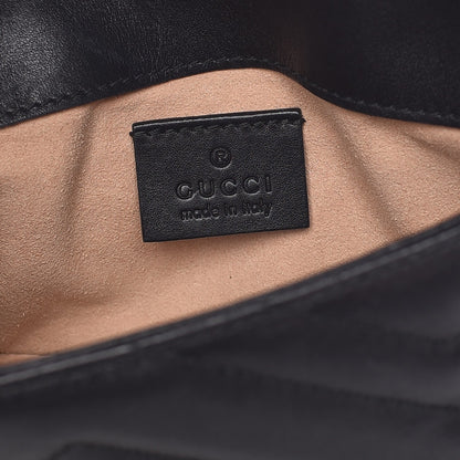 Gucci Calfskin Matelasse Super Mini GG Marmont Shoulder Bag Black 6 of 10