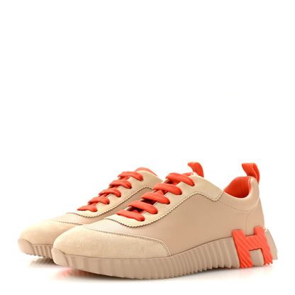 Hermes Goatskin Suede Bouncing Sneakers 36.5 Beige Sarrasin Sanguine 4 of 11