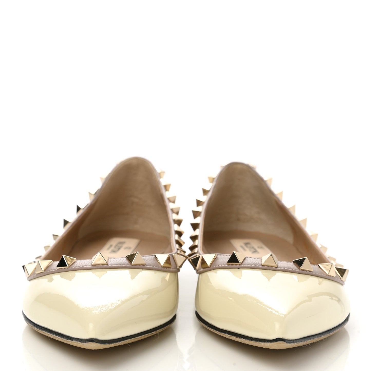 Patent Rockstud Ballerina Flats 35.5 Light Ivory Poudre