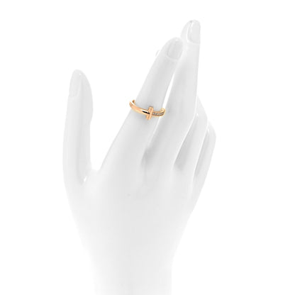 Tiffany 18K Rose Gold Diamond T T1 Ring 51 5.75 2 of 5