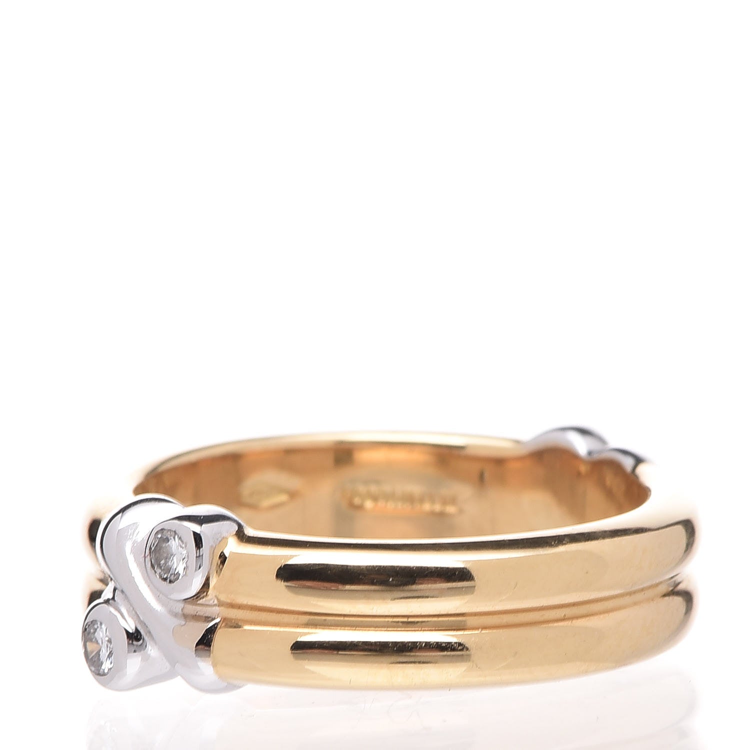 Tiffany 18K Yellow White Gold Diamond Signature X Ring 49 4.75 3 of 6