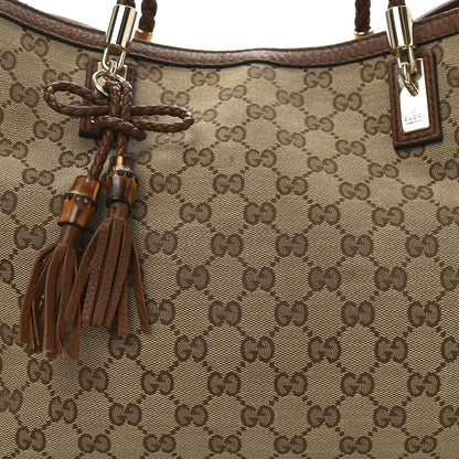 Gucci Monogram Cellarius Calfskin Medium Bella Tote Beige Ebony Cuir 8 of 12