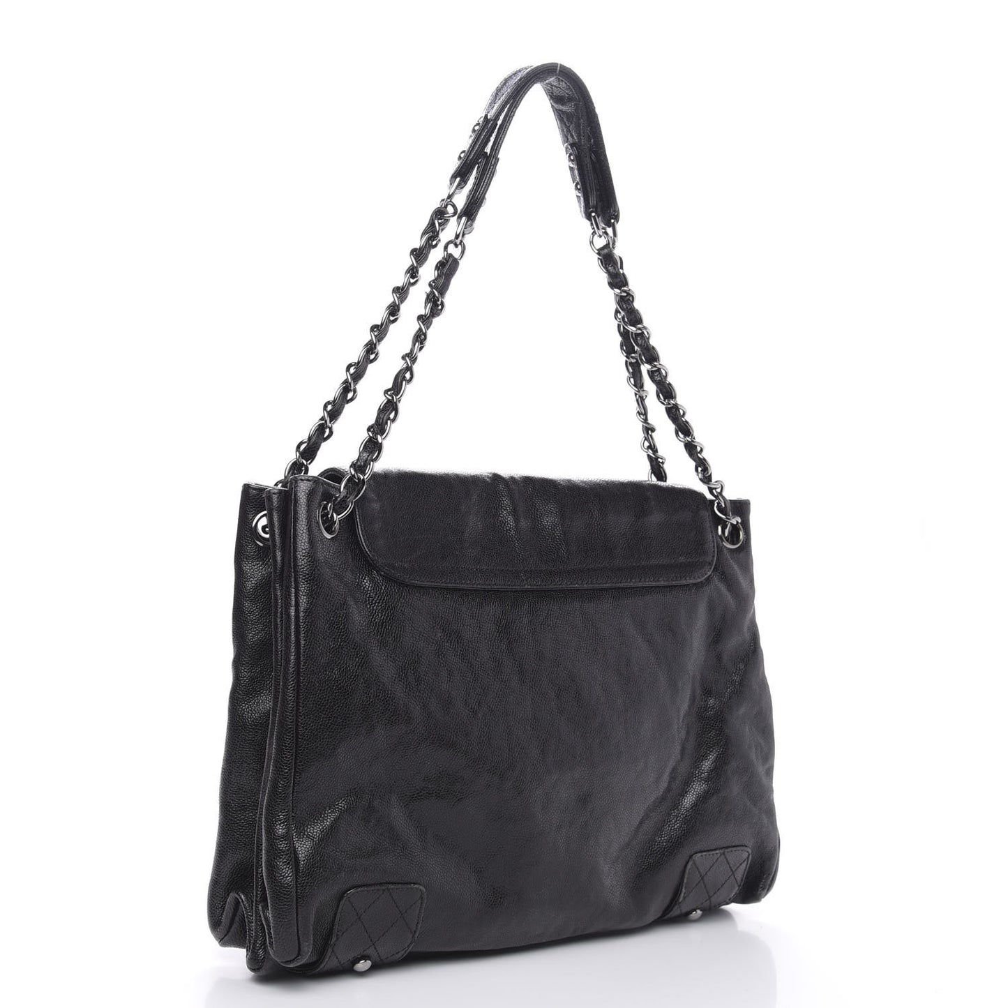 Glazed Caviar Pocket In The City Tote Black