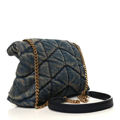 Saint Laurent Denim Quilted Toy Loulou Puffer Monogram Chain Satchel Rodeo Blue 3 of 11