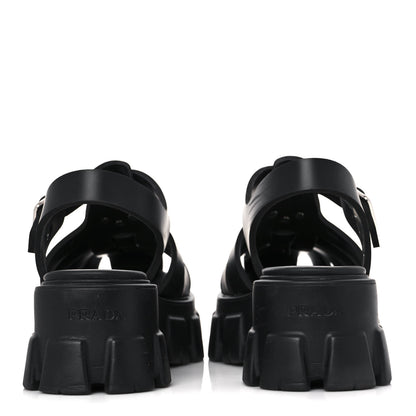 Prada Foam Rubber Triangle Logo Monolith 55mm Cage Sandals 38 Black 5 of 12
