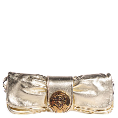 Gucci Leather Papillon Crest Evening Bag Metallic Gold 1 of 8