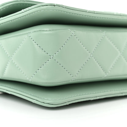 Chanel Shiny Calfskin Quilted Mini Metal Top Handle Flap Light Green 9 of 11