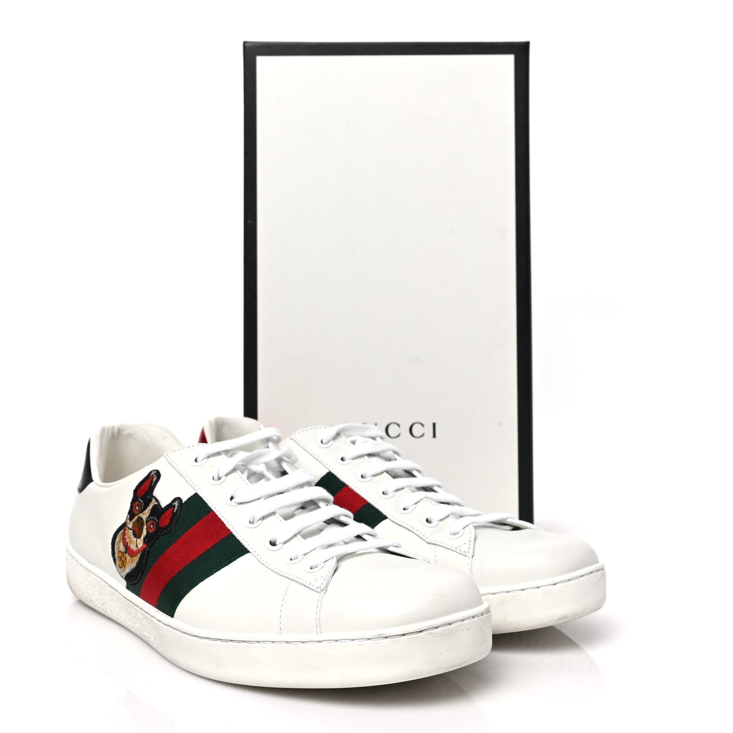 Calfskin Web Bosco Embroidered Mens Ace Sneakers 11 White Green