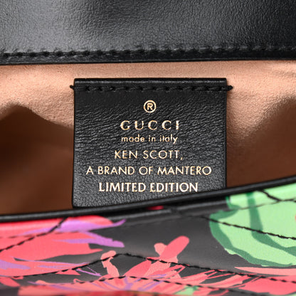 Gucci X KEN SCOTT Calfskin Matelasse Floral Print Super Mini GG Marmont Shoulder Bag Black 5 of 7