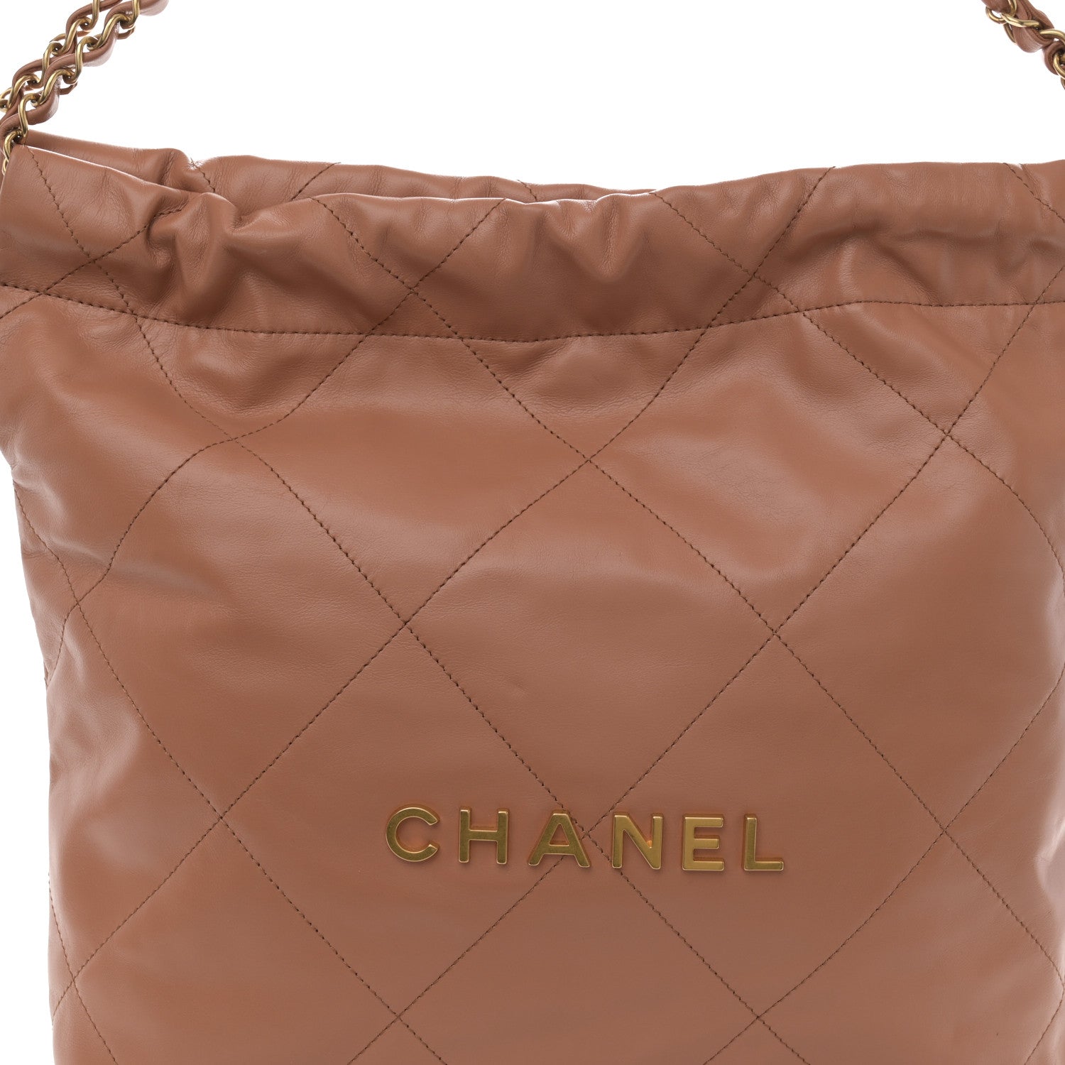 Chanel Shiny Calfskin Quilted Small Chanel 22 Camel 9 of 11