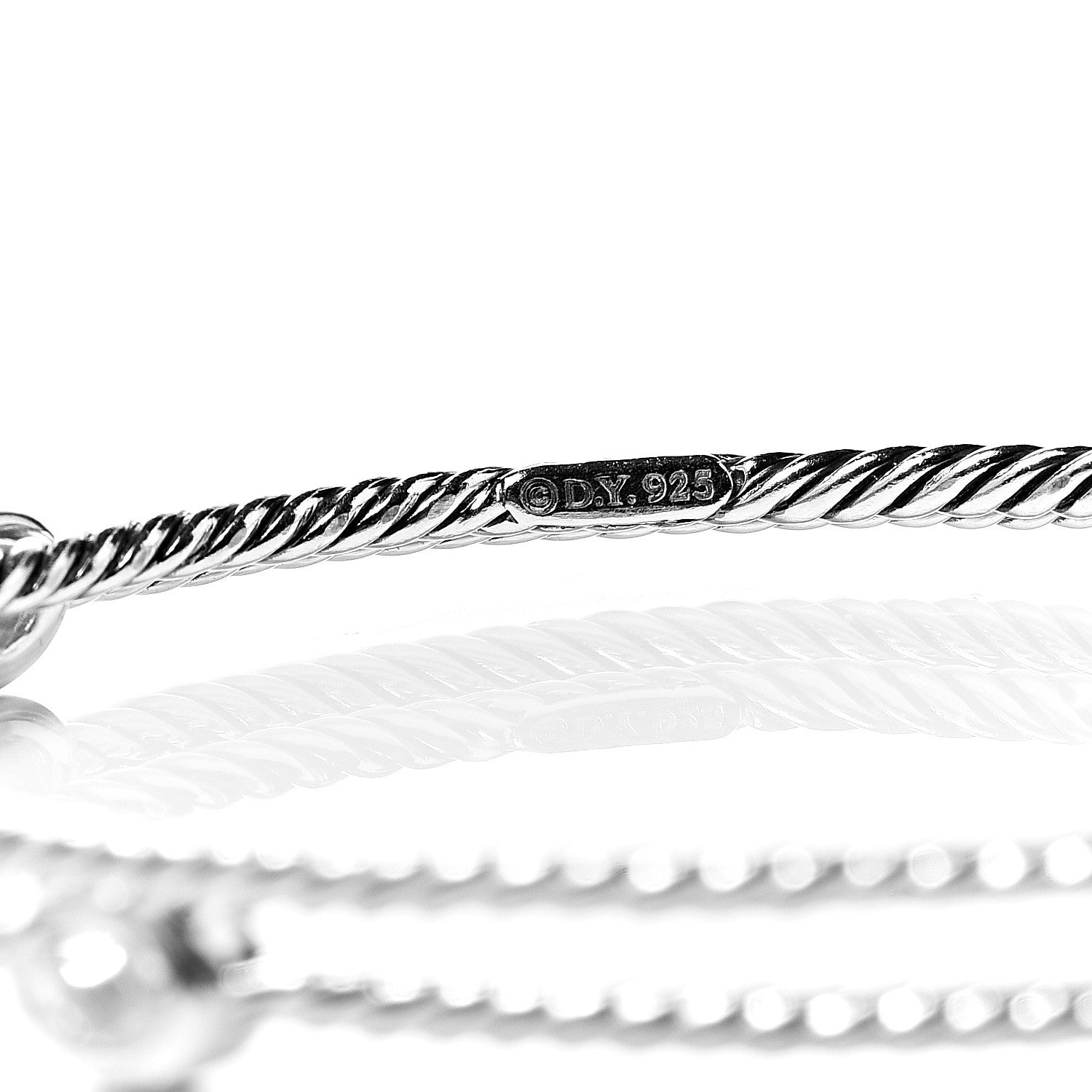 David Yurman Sterling Silver Crystal Color Classics Cable Bangle Bracelet Set of 2 4 of 4