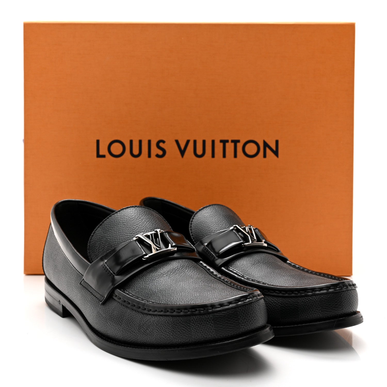 Louis Vuitton Damier Graphite Calfskin Mens Major Loafers 8 10 of 10