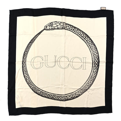Gucci Silk Snake Square Scarf White Black 1 of 3