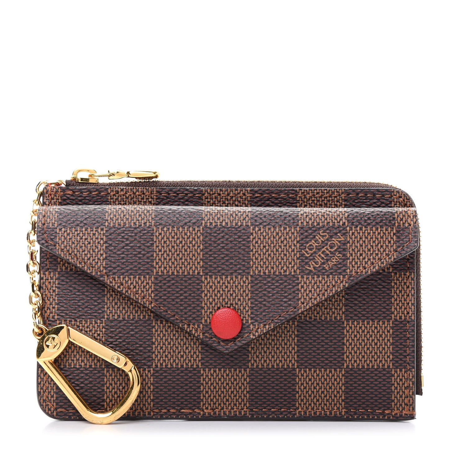 Damier Ebene Recto Verso Card Holder Red