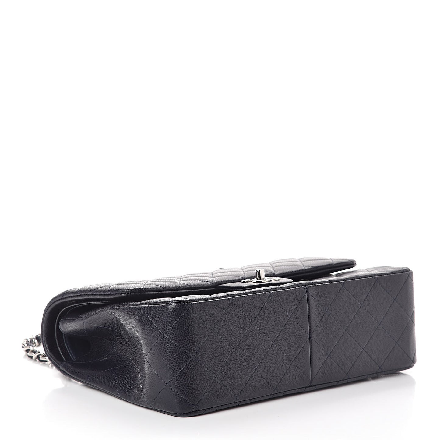 Caviar Quilted Jumbo Double Flap Navy Blue